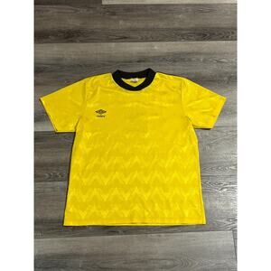 Vintage 90s Umbro Yellow #2 Blank Soccer Jersey Made In USA Y2K Skater - Mens XL
